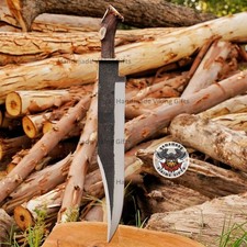 HANDMADE D2 TOOL STEEL HUNTING STAG/ANTLER BOWIE KNIFE CROWN Handle 28" Over All picture