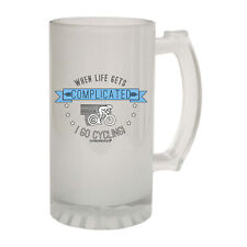 Cycling Rltw When Life Gets Complicated Novelty Gift Frosted Glass Beer Stein picture