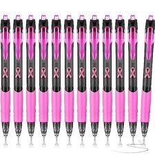 Pieces Breast Cancer Awareness Retractable Pink Pens Pink Ribbon Ballpoint 12 picture