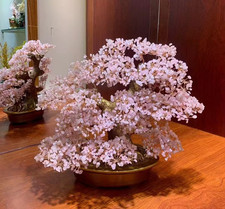 Pink RoseQuartz Crystal Bonsai Tree Energy Tree Gemstone tree of Life home decor picture