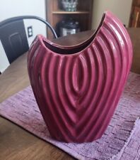 Vintage Magenta Riplle Ribbed Ceramic Glazed Vase picture