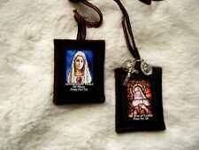 St Rita Of Cascia Immaculate Heart of Mary Brown Scapular 100%Wool Made in USA  picture
