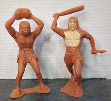 Neanderthal CAVEMAN Plastic Figures Club Rock 1964 Rusty Orange Vintage Marx 2 picture