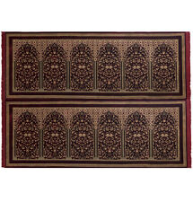 Modefa Long 12 Person Turkish Velvet Islamic Prayer Rug - Traditional Floral Red picture