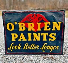 Vintage O'Brien Paints Original Advertising Sign 1940s Embossed Metal Graphics picture