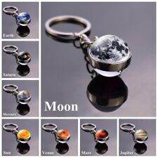 Solar System Planet Galaxy Nebula Keychain Pendant Double Side Glass Ball Gifts picture