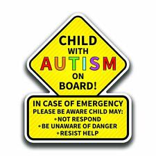 2-Pack Child with Autism On Board Sticker Decal | Laminated | 5.5 Inch Tall picture