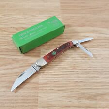 Hen & Rooster Whittler Pocket Knife Stainless Steel Blades Dark Red Bone Handle picture