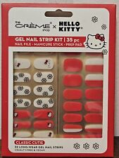 NEW The Creme Shop Hello Kitty Red White Bow Face 35 Gel Nail Strip Kit Sanrio picture