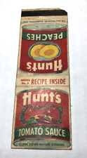 1940s era Matchbook Cover - Hunts Tomato Sauce, Peaches picture