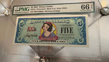 PMG 66 2002 $5 Snow White Disney Dollar Block AA picture