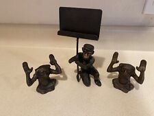 Cast Iron Bell Hop Monkey Business Card Holder Collectible Set of 3 monkey picture