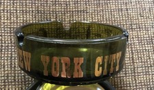 Vintage New York City Green Glass Ashtray Landmarks Stature Liberty Madison picture