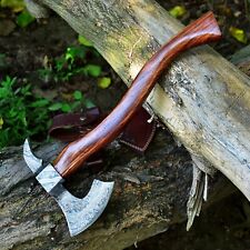 CUSTOM HAND FORGED DAMASCUS STEEL VIKING BEARDED CAMPING HATCHET TOMAHAWK AXE picture