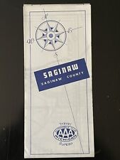 SAGINAW COUNTY Vtg 70s 1971 AAA Auto Club Michigan Road Map Blue picture