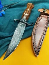 Handcrafted Japanese VG10 Damascus Knife Fixed Blade Engraved Steel Bowie Knife picture