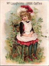 c1880 McLaughlins XXXX Coffee Beautiful Girl Chicago IL Victorian Trade Card picture