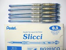 (Tracking No.)10Pcs Pentel Slicci 0.3mm Extra Fine roller ball Pen with cap Blue picture