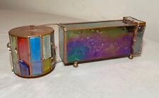 Nice quality vintage hand blown art studio stained leaded glass kaleidoscope toy picture