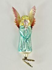 Radko Angel WINGS and PRAYER Clip-On Christmas Ornament Angelique BLUE 93-123-3 picture