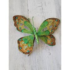 Glitter green butterfly clip on ornament monarch incest picture