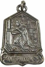 Vintage Catholic St Philomena Silver Tone Religious Medal picture