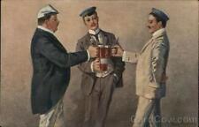 Breweriana Three dashing men,making a toast with their beer steins Postcard picture