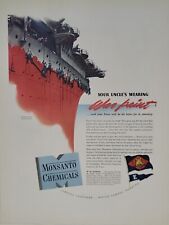1942 Monsanto Chemicals Fortune WW2 Print Ad Q1 U.S. NAVY Destroyer War Paint picture