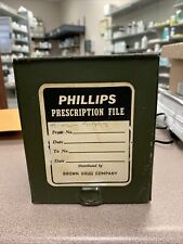 Vintage Phillips Metal File Pharmacy Prescription Box Industrial Rx picture