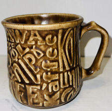 70s Multilingual Coffee Brown Glaze Mug Vintage, Retro Gift, Cafe, Kopi,Caffee picture