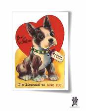 Vintage Boston Terrier Valentine Cards 4 come in a pack for your love. picture
