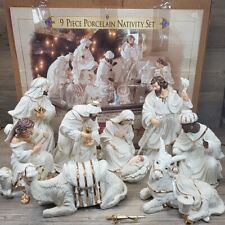Vtg Grandeur Noel Nativity Collector’s Edition 2000 White Porcelain 9 Piece Set picture