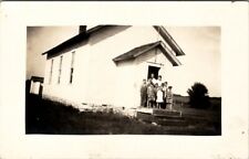 RPPC Old One Room School House Barefoot Students Twin Girls c1916 Postcard U6 picture