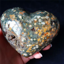 Rare 313G Natural Polished Orbicular Ocean Jasper Heart Reiki Healing  YO172 picture