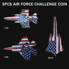3 X US Air Force F-16 F-35 SR-71 Commemorative Challenge Coin Collection Gift picture