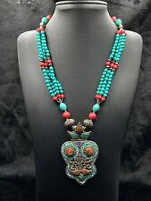 Vintage Nepali Tibetan Beautiful Design Necklace With Turquoise And Coral Stone picture