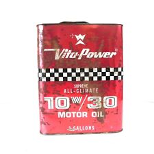 VINTAGE VITA-POWER 10W-30 MOTOR OIL 2 GALLON CAN EMPTY USED COLLECTABLE OIL CAN picture