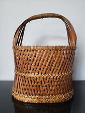 Vintage Large Wicker Woven Basket with Handle picture