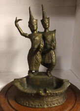 vintage Southeast Asian bronze sculpture on ashtray 8” H 5” W 2 Lb picture