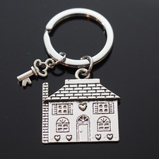 1pc House Warming Four Square Romantic Hearts Keys Love Key Keychain Charms Gift picture