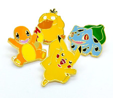 POKEMON PIN SET (4pcs) Pikachu Charmander Bulbasaur Psyduck Anime Brooch Lot picture