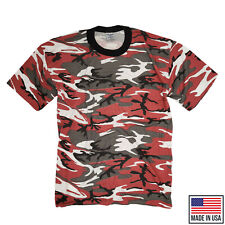 Army T Shirt Original TRU-SPEC US Made Combat Short Sleeve Tee Top Red Camo picture