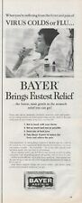 1959 Bayer Aspirin Virus Colds or Flu Lady Bed Glass Bottle Vintage Print Ad  picture