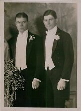 GA58 Original Photo HANDSOME GROOM & BEST MAN Vintage Wedding Tuxedos Fashion picture