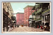 New Orleans LA-Louisiana, St. Charles Street Car, Taxi, Vintage Postcard picture