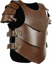 Medieval Brown Leather Chest Armor Jacket W/ shoulder For Halloween Armor Gift picture