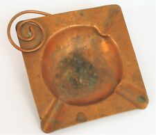 VINTAGE SIGNED BUILDCRAFT BY THE BLIND ARTS & CRAFTS HAMMERED COPPER ASHTRAY  picture