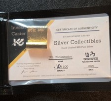 2026 Investment Caster US Constitution 10.3g Silver Gold Plated 10/100 picture
