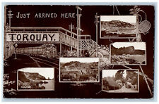 Torquay England Postcard Multiview Just Arrived Here 1911 Antique RPPC Photo picture