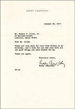 PADDY CHAYEFSKY - TYPED LETTER SIGNED 01/30/1975 picture